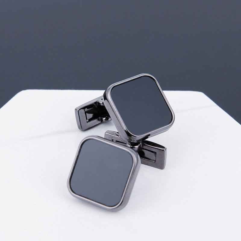 Mens Black Cufflinks - Elegant Accessories with Grey Copper Sleeve Studs for Men